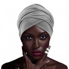 Headbands African Head Wraps Turban For Women Women' Soft Stretch Headband Long Head Wrap Scarf (1Grey) - 1Grey - C4197HGAE3M...