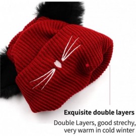 Skullies & Beanies Women Winter Beanie Cute 2Pom Pom Cat Ears Cuff Hats Soft Warm Thick Beanies Chunky Knit Hat Girls Ski Sku...