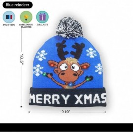 Skullies & Beanies Ugly Beanie- 6 Colorful LED Hat- Ugly Sweater Knit Cap- Acrylic - Blue Deer - C718XSQDMDY $7.67