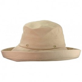 Sun Hats Women's Cotton Summer Packable Bow Accent Foldable Brim Beach Sun Hat - Beige - C417XQ88S0U $16.08