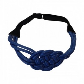 Headbands Blue Braided Leather Knotted Headwrap Hair Band Elastic Fashion Headband - Blue - CK11OWH904B $8.72