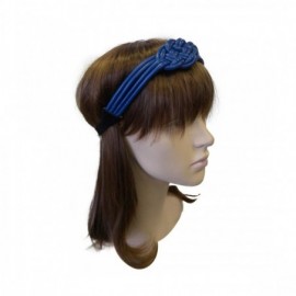 Headbands Blue Braided Leather Knotted Headwrap Hair Band Elastic Fashion Headband - Blue - CK11OWH904B $8.72