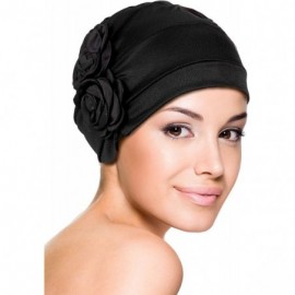 Skullies & Beanies Chemo Turban Headwear Flower Beanie Scarf Cap Head Wrap Hair Loss Hat for Cancer Patient - Black+navy+wine...