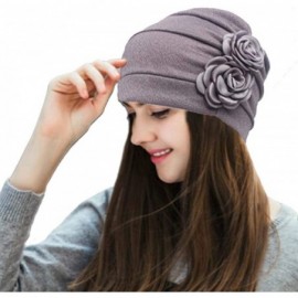 Skullies & Beanies Chemo Turban Headwear Flower Beanie Scarf Cap Head Wrap Hair Loss Hat for Cancer Patient - Black+navy+wine...