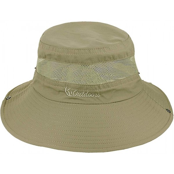 Sun Hats Outdoor Sun Protection Fishing Hat Wide Brim Breathable Bucket Safari Boonie Cap for Men and Women - Khaki - CU18RNL...