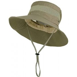 Sun Hats Outdoor Sun Protection Fishing Hat Wide Brim Breathable Bucket Safari Boonie Cap for Men and Women - Khaki - CU18RNL...