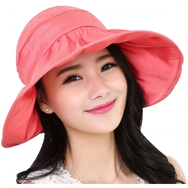 Sun Hats Summer Bill Flap Cap UPF 50+ Cotton Sun Hat Neck Cover Cord for Women - X Red - C718DKUQAI9 $14.12