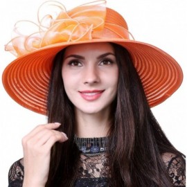 Sun Hats Women's Organza Church Kentucky Derby Dress Tea Party Wedding Hat - Orange - CO18RXTURMA $21.76