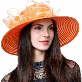 Sun Hats Women's Organza Church Kentucky Derby Dress Tea Party Wedding Hat - Orange - CO18RXTURMA $21.76