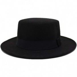 Fedoras Fedora Hats Wool Boater Flat Top Hat for Women's Felt Wide Brim Laday Prok Pie Chapeu De Feltro Bowler Gambler - CH18...