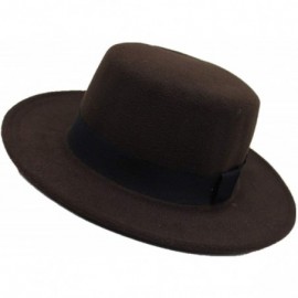 Fedoras Fedora Hats Wool Boater Flat Top Hat for Women's Felt Wide Brim Laday Prok Pie Chapeu De Feltro Bowler Gambler - CH18...