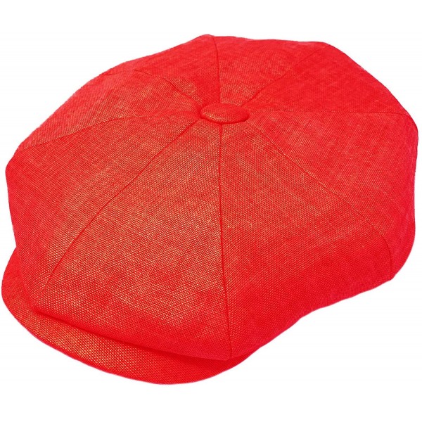 Newsboy Caps Men's 100% Linen Snap Front Newsboy Drivers Cabbie Gatsby Apple Cap Hat - Solid Red - C31962STZUR $19.14