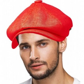 Newsboy Caps Men's 100% Linen Snap Front Newsboy Drivers Cabbie Gatsby Apple Cap Hat - Solid Red - C31962STZUR $19.14