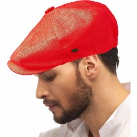 Newsboy Caps Men's 100% Linen Snap Front Newsboy Drivers Cabbie Gatsby Apple Cap Hat - Solid Red - C31962STZUR $19.14