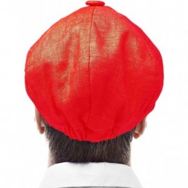 Newsboy Caps Men's 100% Linen Snap Front Newsboy Drivers Cabbie Gatsby Apple Cap Hat - Solid Red - C31962STZUR $19.14