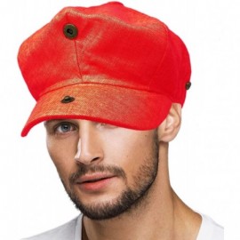 Newsboy Caps Men's 100% Linen Snap Front Newsboy Drivers Cabbie Gatsby Apple Cap Hat - Solid Red - C31962STZUR $19.14