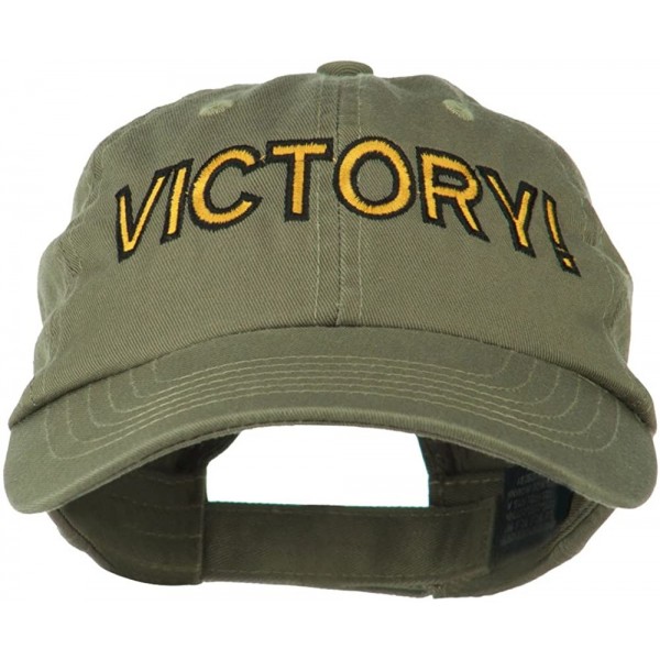 Baseball Caps Victory Embroidered Washed Cap - Olive - CP11MJ3TAUN $21.49