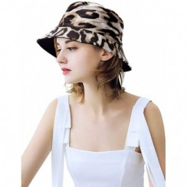 Bucket Hats Reversible Leopard Bucket Hats Women Fashion Floppy Sun Cap Packable Fisherman Hat - P-cheetah - CP1970CUEGA $19.58