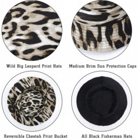 Bucket Hats Reversible Leopard Bucket Hats Women Fashion Floppy Sun Cap Packable Fisherman Hat - P-cheetah - CP1970CUEGA $8.32