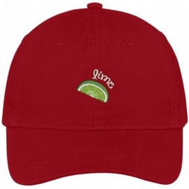 Baseball Caps Lime Half Slice Embroidered Cap Premium Cotton Dad Hat - Red - CU1822DZ69S $17.88