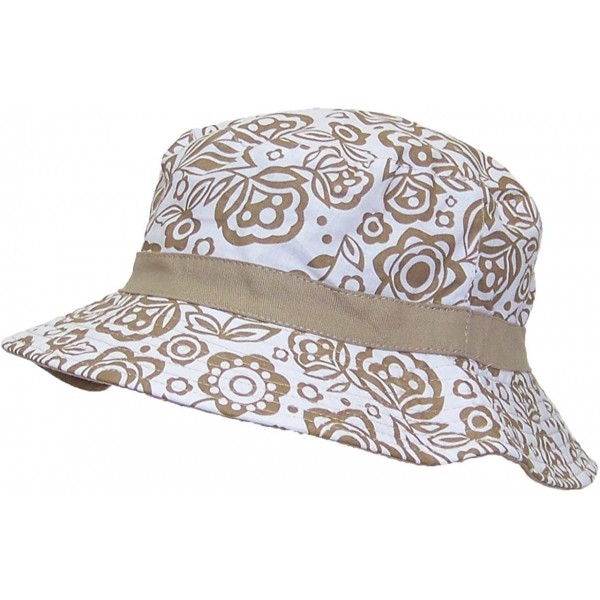 Bucket Hats Reversible Summer Floppy Bucket Hat W/Hawaiian Designs (One Size) - Tan - C711VA3GU01 $8.15