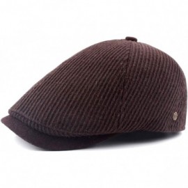 Newsboy Caps Men Women Striped Knit Flat Cap Warm Winter Cotton Newsboy Hat FFH403s01 - Ffh405 Brown - CS18M9IUCUG $9.60