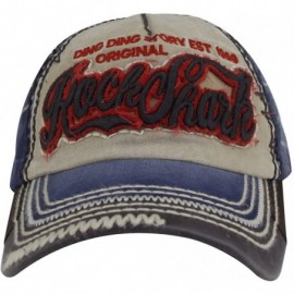 Baseball Caps Rock Shark Distressed Vintage Cotton Embroidered Baseball Cap Snapback Hat - Blue - C012DRLGBB7 $9.85