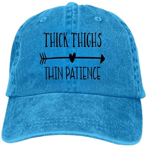 Baseball Caps Thick Thighs Thin Patience Unisex Vintage Adjustable Cotton Baseball Cap Denim Dad Hat Cowboy Hat - Blue - C018...