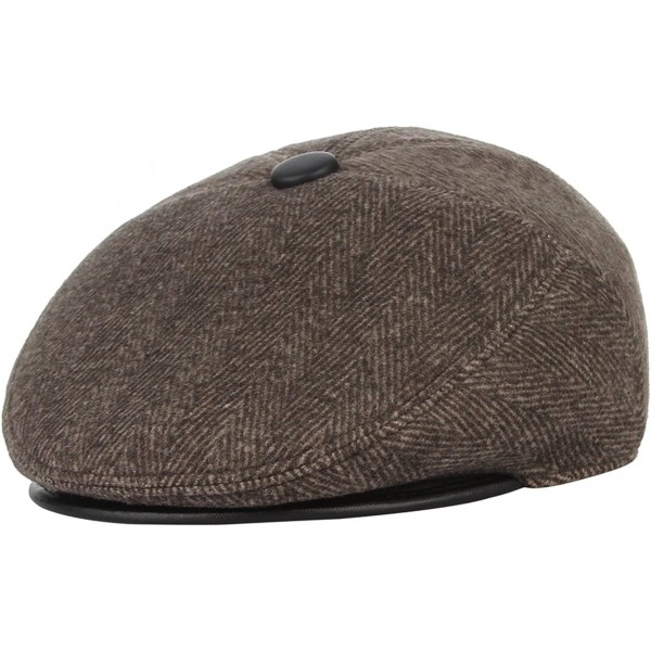 Newsboy Caps Men's Woolen Earflap Newsboy Beret Hat Cabbie Flap Cap with Earmuff - Brown - C0187DEXMX9 $10.27