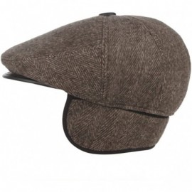 Newsboy Caps Men's Woolen Earflap Newsboy Beret Hat Cabbie Flap Cap with Earmuff - Brown - C0187DEXMX9 $10.27