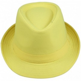 Fedoras Neon Summer Straw Boho Fedora Panama Hat Sun Men Golf Visor - Yellow - CM11WVAWYL1 $17.65