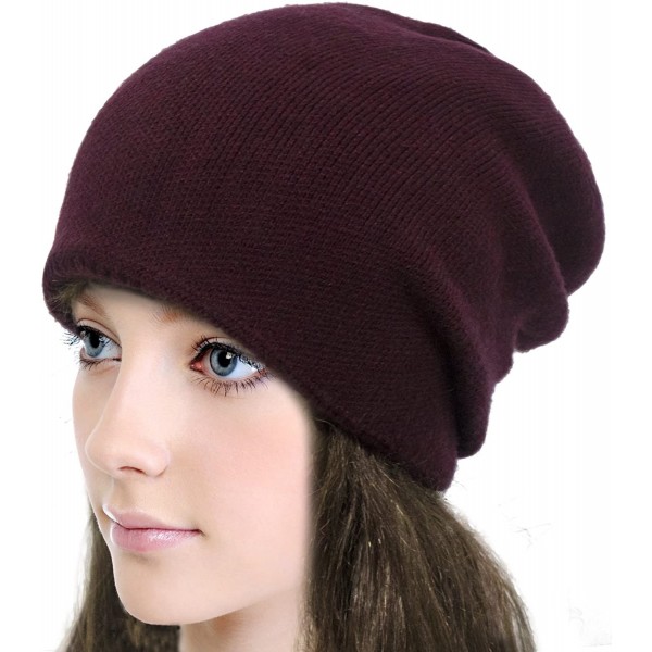 Skullies & Beanies Women's Dual Layer Reversible Beanie Hat - Burgundy - CW187D6DO9Z $19.02