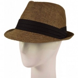 Fedoras Classic Fedora Straw Hat with Black Cotton Band - Diff Colors Avail - Coffee - CL11TZFO47X $12.69