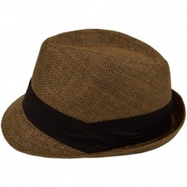 Fedoras Classic Fedora Straw Hat with Black Cotton Band - Diff Colors Avail - Coffee - CL11TZFO47X $12.69