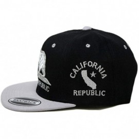 Baseball Caps California Republic Bear Logo Snapbacks Flat Brim Adjustable Snapback Hat Cap - Black Gray 01 - CU195IO6T0H $8.53