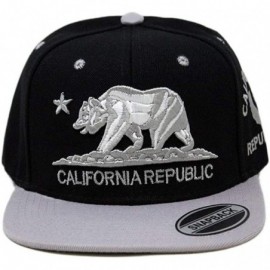 Baseball Caps California Republic Bear Logo Snapbacks Flat Brim Adjustable Snapback Hat Cap - Black Gray 01 - CU195IO6T0H $8.53