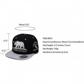 Baseball Caps California Republic Bear Logo Snapbacks Flat Brim Adjustable Snapback Hat Cap - Black Gray 01 - CU195IO6T0H $8.53