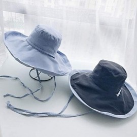 Sun Hats Women Reversible Bucket Hat UV Sun Protection Wide Brim Foldable Floppy Bucket Hat - 4blue - CX194MXREMZ $13.32