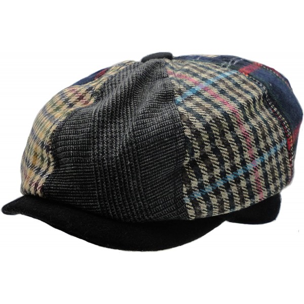 Newsboy Caps Men's Wool Blend Applejack Houndstooth Plaid Ivy Newsboy Hat - Multi-brown - CK185QMTA4R $8.34