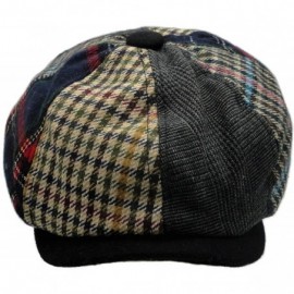 Newsboy Caps Men's Wool Blend Applejack Houndstooth Plaid Ivy Newsboy Hat - Multi-brown - CK185QMTA4R $8.34