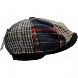 Newsboy Caps Men's Wool Blend Applejack Houndstooth Plaid Ivy Newsboy Hat - Multi-brown - CK185QMTA4R $8.34