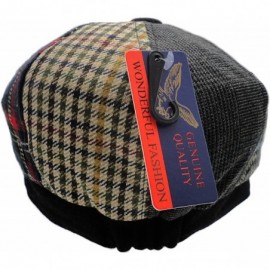 Newsboy Caps Men's Wool Blend Applejack Houndstooth Plaid Ivy Newsboy Hat - Multi-brown - CK185QMTA4R $8.34
