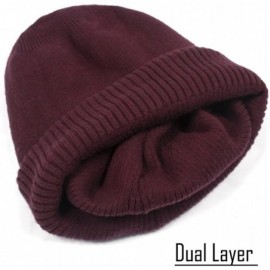 Skullies & Beanies Women's Dual Layer Reversible Beanie Hat - Burgundy - CW187D6DO9Z $19.02