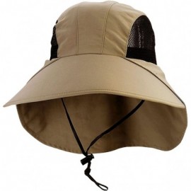 Baseball Caps Large Bill Flap Cap with Mesh Sides - Khaki - CC11LV4H6KX $20.12