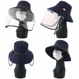 Sun Hats UPF 50 Sun Hats for Women Wide Brim Safari Sunhat Packable with Neck Flap Chin Strap Adjustable - 69046navy - CF192K...