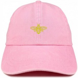 Baseball Caps Bee Embroidered Washed Cotton Adjustable Cap - Pink - C912IFNS9E9 $13.06