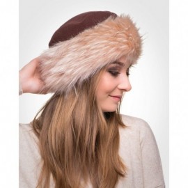 Bomber Hats Faux Fur Trimmed Winter Hat for Women - Classy Russian Hat with Fleece - Brown - Ivory Fox - C512LWE8AK5 $21.57