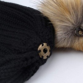 Skullies & Beanies Winter Knitted Beanie Hat Soft Warm Wool Hat with Removable Faux Fur Pom Pom - Black - CK18IHC7N0K $10.38