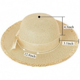 Sun Hats Women Foldable Straw Hat Bowknot Edge Wide Brim Beach Sun Hat - Beige - C618OLAS7A3 $24.89