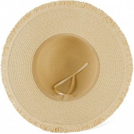 Sun Hats Women Foldable Straw Hat Bowknot Edge Wide Brim Beach Sun Hat - Beige - C618OLAS7A3 $24.89